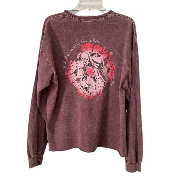 Fifth Sun Faded Maroon Relaxed Crew Neck Long Sleeve Graphic Top Size XL - Picture 2 of 10